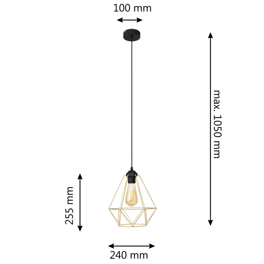 Suspension filaire KARO 1xE27/15W/230V doré/noir