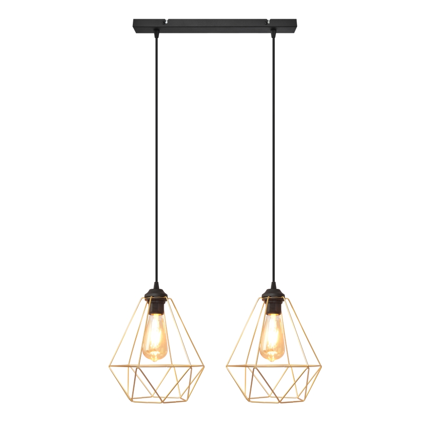 Suspension filaire KARO 2xE27/15W/230V doré/noir