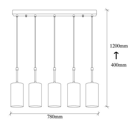 Suspension filaire KEM 5xE27/40W/230V