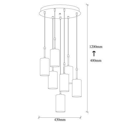 Suspension filaire KEM 7xE27/40W/230V