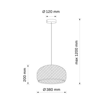 Suspension filaire KORFU 1xE27/20W/230V d. 38 cm bambou