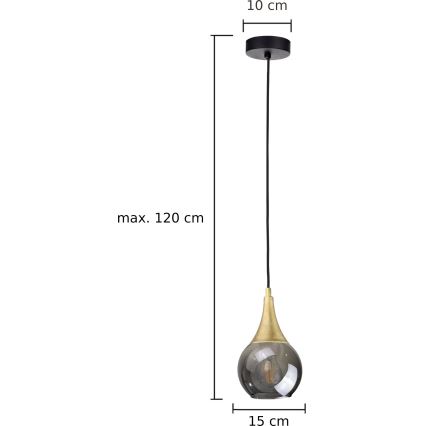 Suspension filaire LACRIMA SMOKY 1xE27/60W/230V