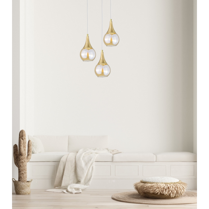 Suspension filaire LACRIMA WHITE 3xE27/60W/230V diam. 30 cm
