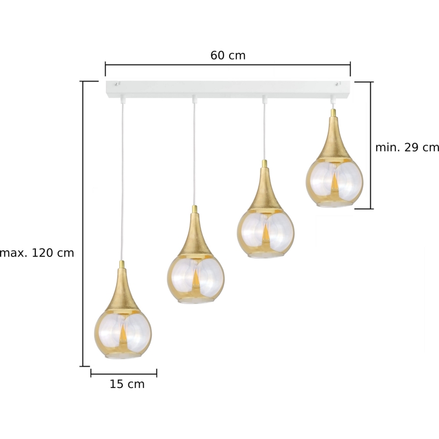 Suspension filaire LACRIMA WHITE 4xE27/60W/230V