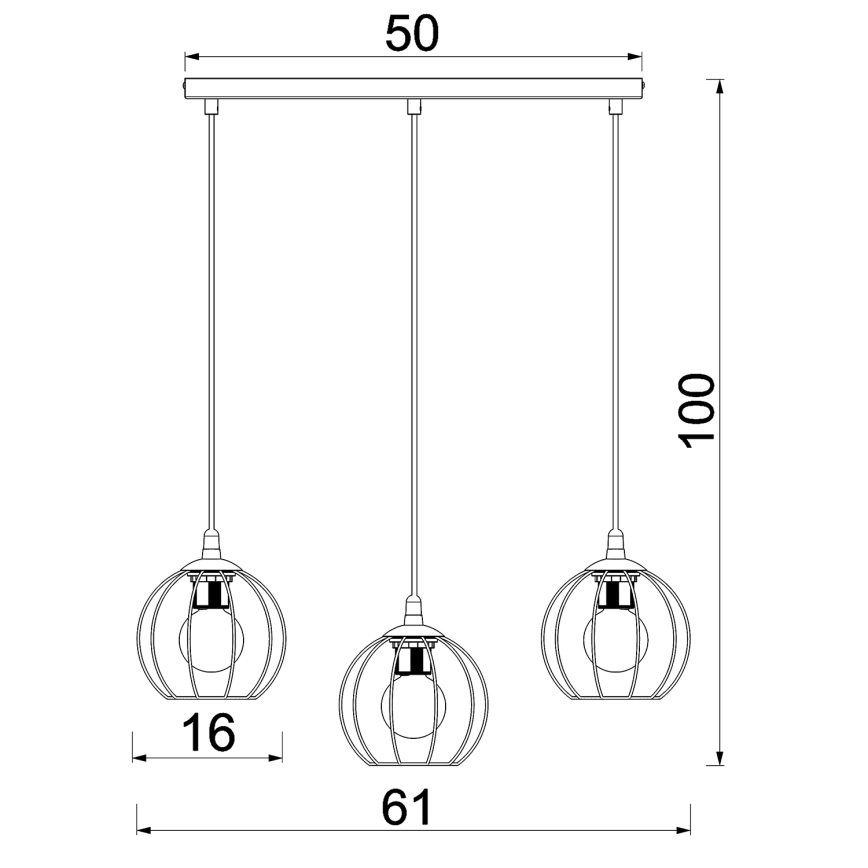 Suspension filaire LAPS 3xE27/15W/230W noir