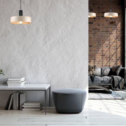 Suspension filaire LATTE 1xE27/60W/230V beige/noir