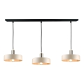Suspension filaire LATTE 3xE27/60W/230V beige/noir/chrome brillant