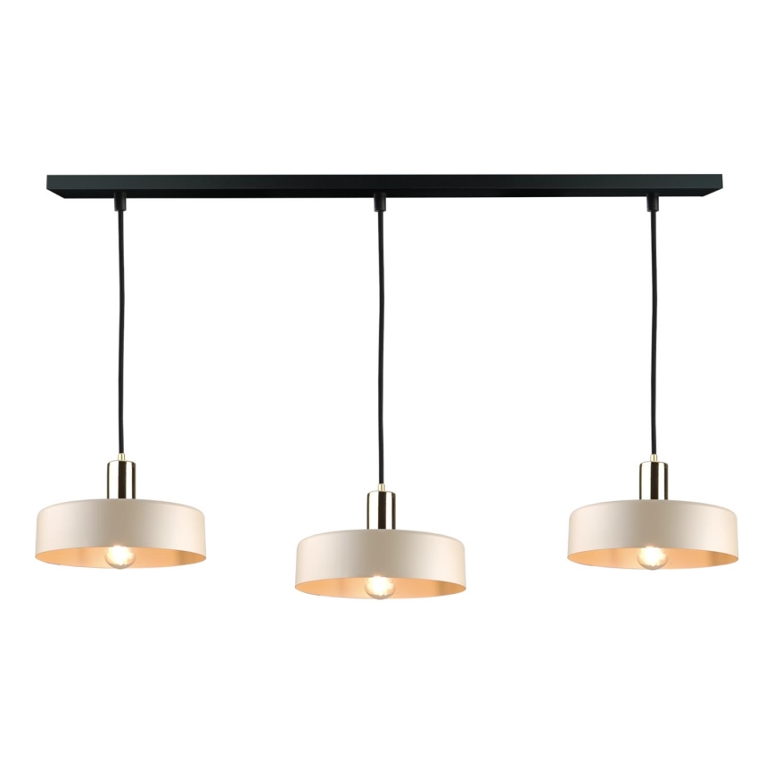 Suspension filaire LATTE 3xE27/60W/230V beige/noir/chrome brillant