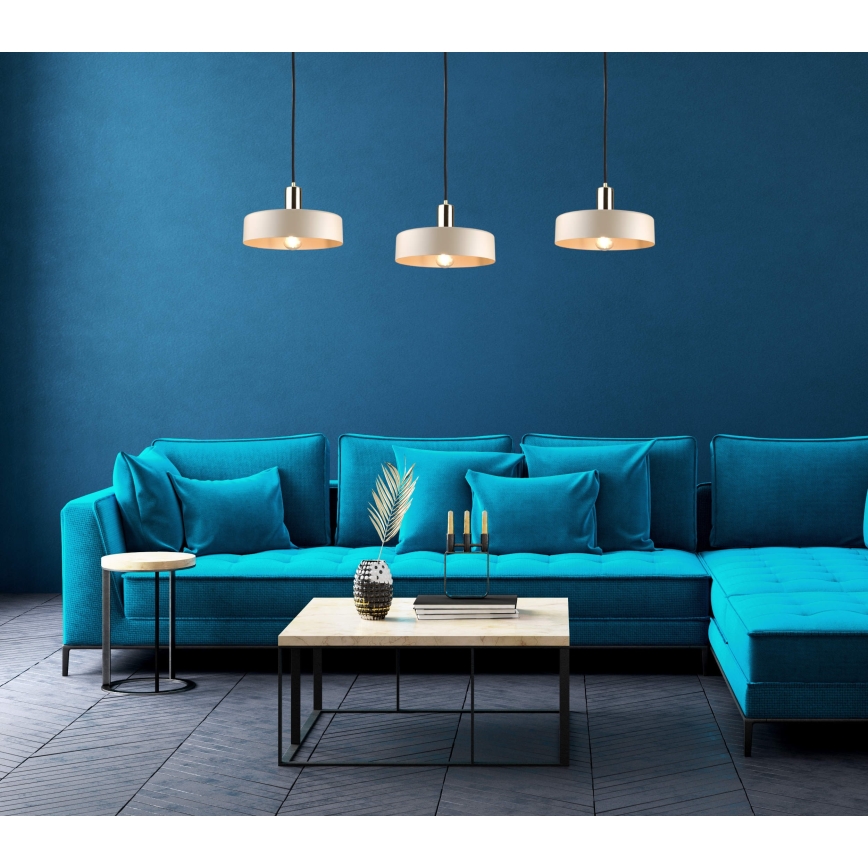 Suspension filaire LATTE 3xE27/60W/230V beige/noir/chrome brillant