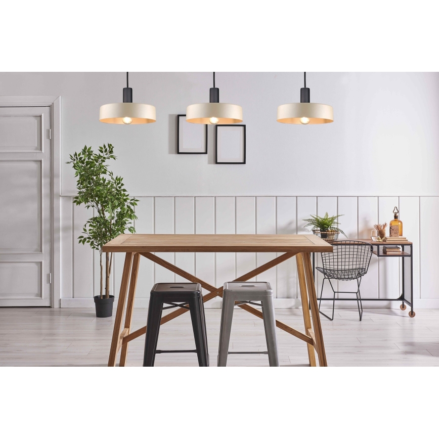 Suspension filaire LATTE 3xE27/60W/230V beige/noir