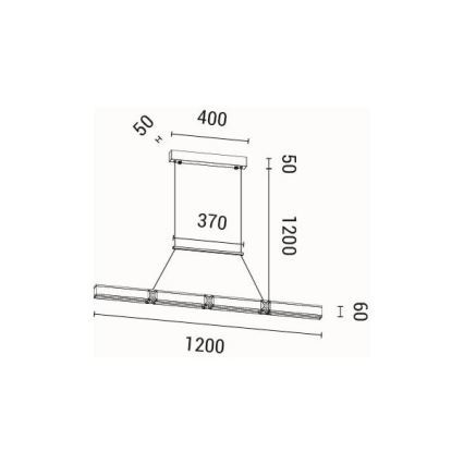 Suspension filaire LED/21W/230V 3000K 45x120 cm