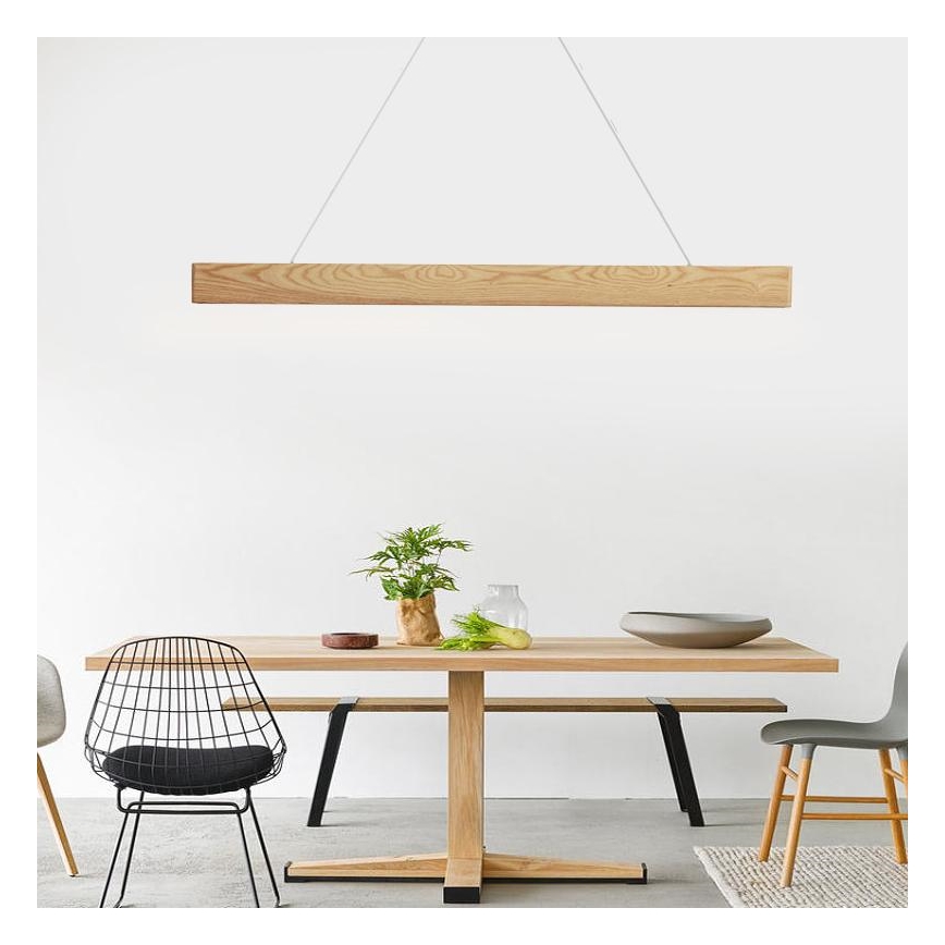 Suspension filaire LED/22W/230V 4000K 120 cm frêne/bois massif