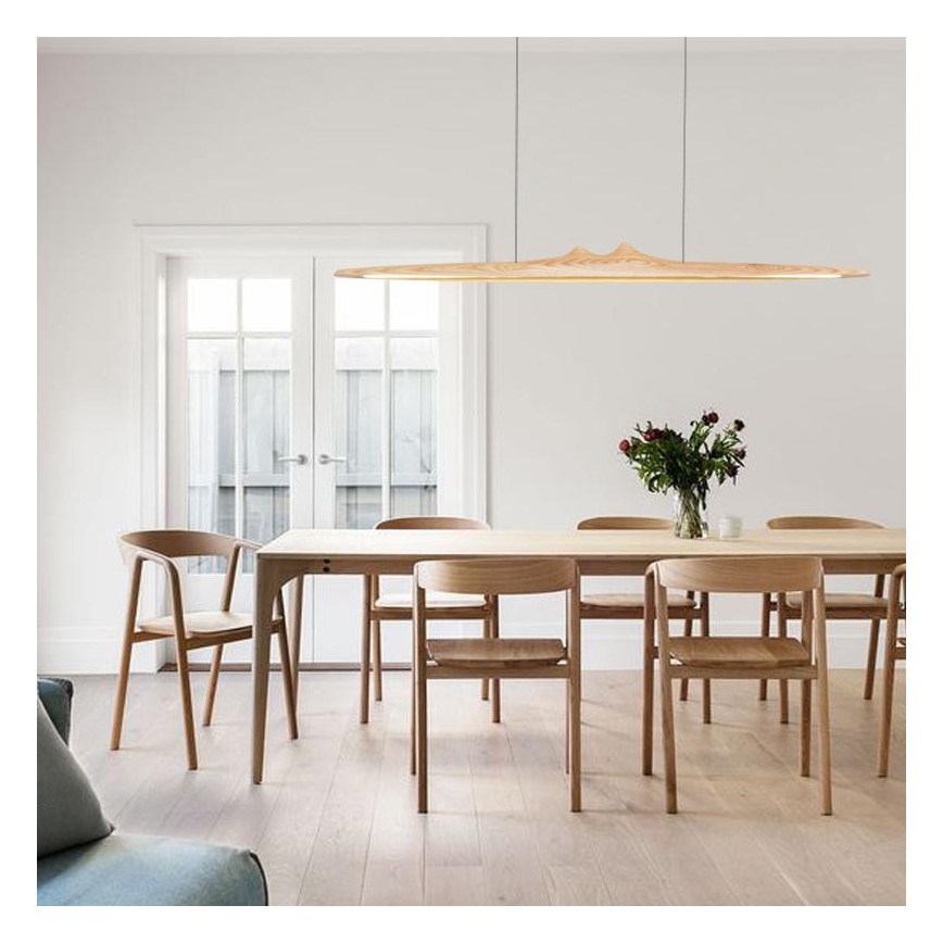 Suspension filaire LED/22W/230V 4000K 120 cm frêne/bois massif