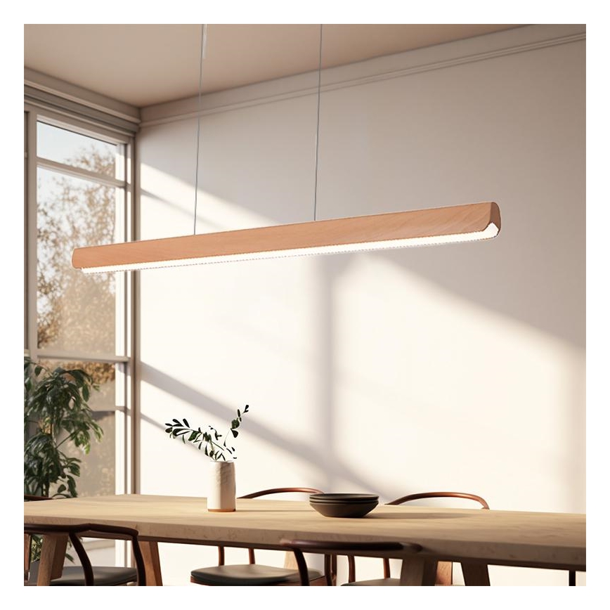 Suspension filaire LED/22W/230V 4000K 120 cm hêtre/bois massif