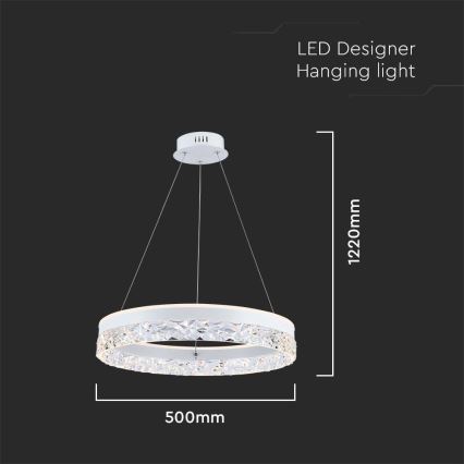 Suspension filaire LED/25W/230V 3000K d. 50 cm blanc