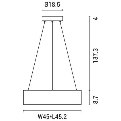 Suspension filaire LED/30W/230V 3000K 45x45 cm gris