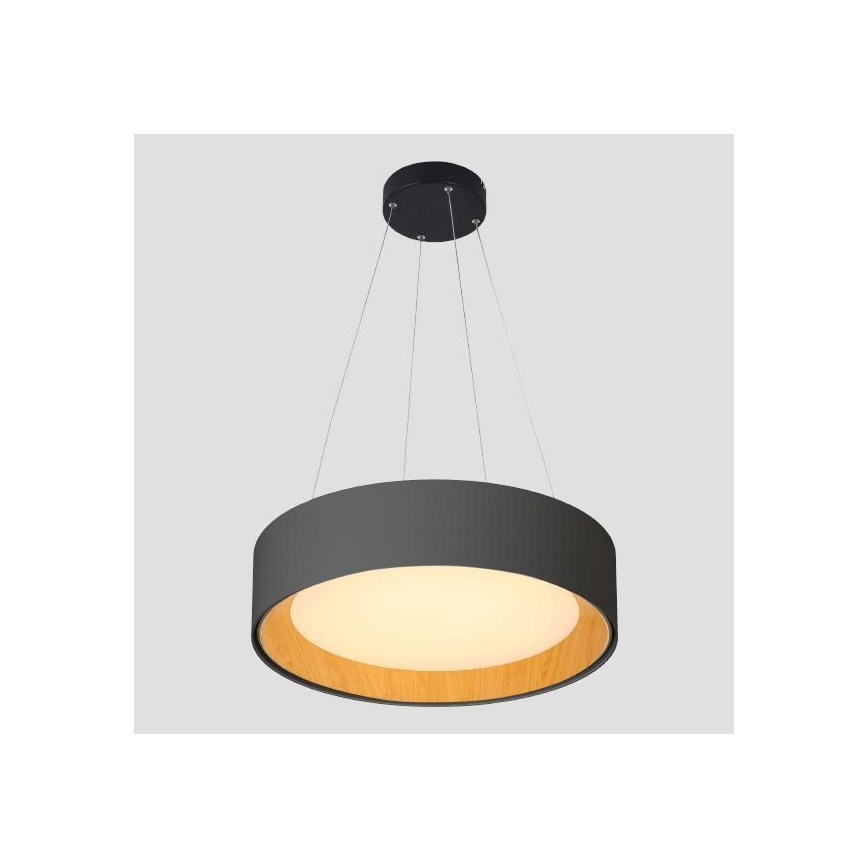 Suspension filaire LED/30W/230V 3000K d. 45 cm noir/chêne