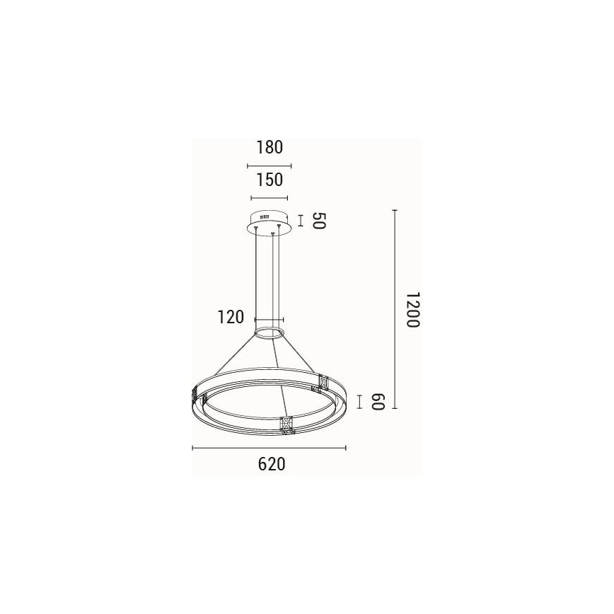 Suspension filaire LED/33W/230V 3000K 62x120 cm