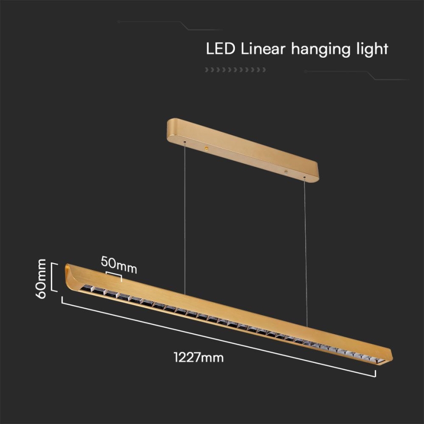 Suspension filaire LED/36W/230V 3000/4000/6400K doré