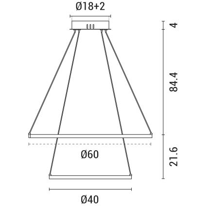 Suspension filaire LED/37W/230V 3000K blanc