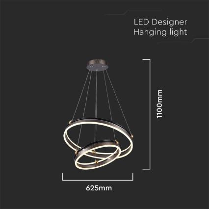 Suspension filaire LED/50W/230V 3000K d. 62 cm marron