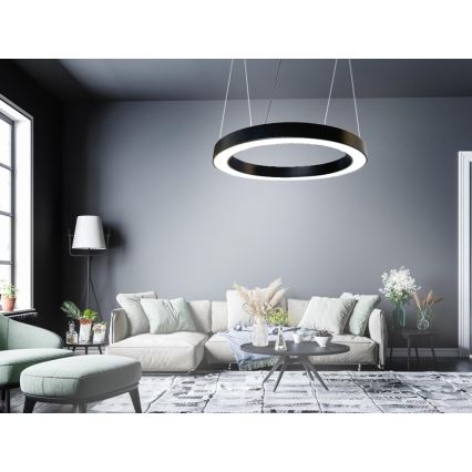 Suspension filaire LED/50W/230V 4000K d. 100 cm noir
