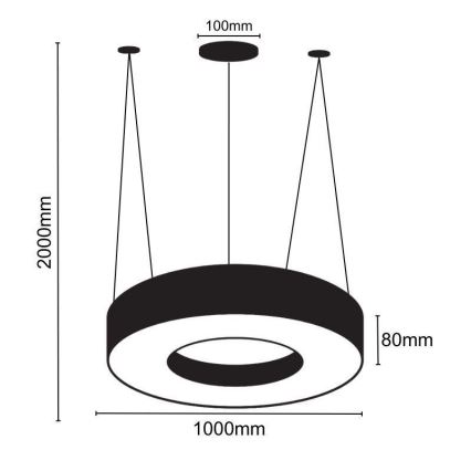 Suspension filaire LED/50W/230V 4000K d. 100 cm noir