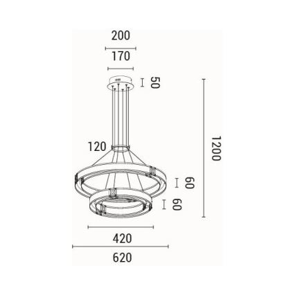 Suspension filaire LED/62W/230V 3000K 62x120 cm