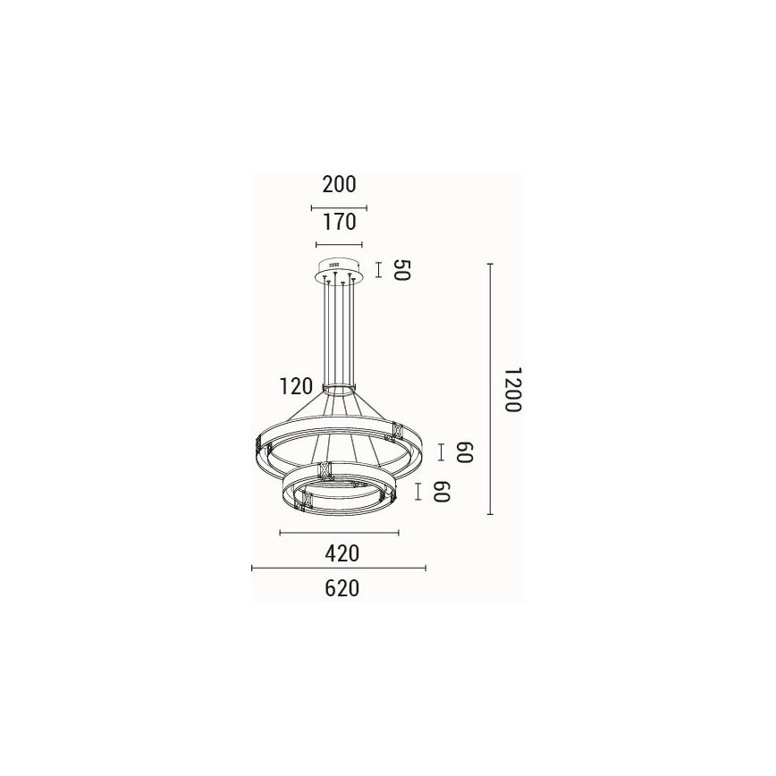 Suspension filaire LED/62W/230V 3000K 62x120 cm