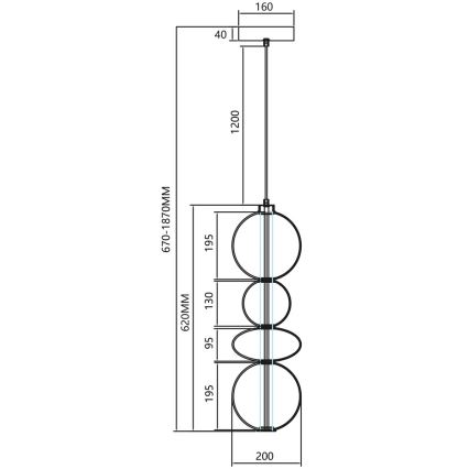 Suspension filaire LED DAPHNE LED/36W/230V doré