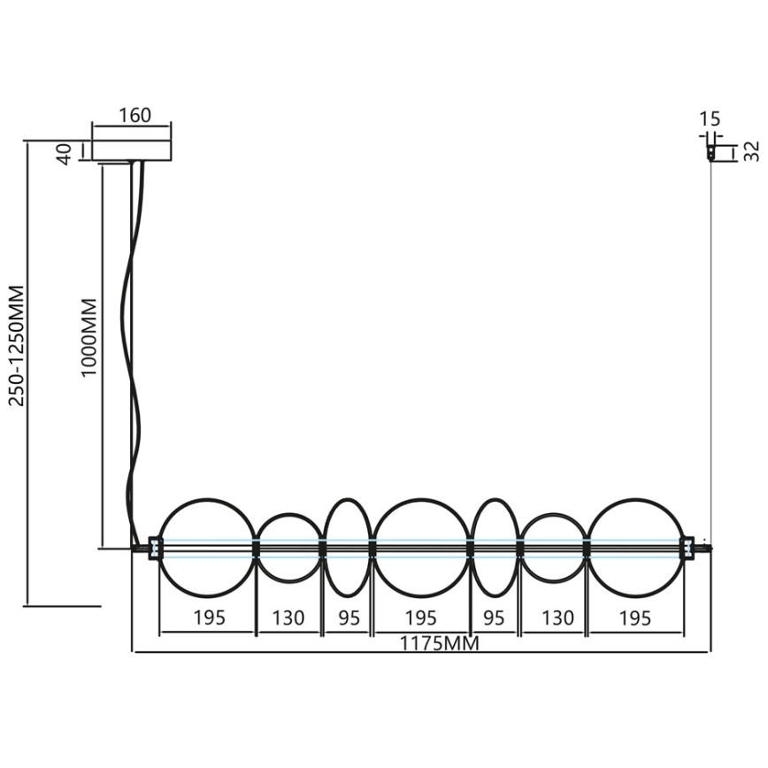Suspension filaire LED DAPHNE LED/40W/230V doré