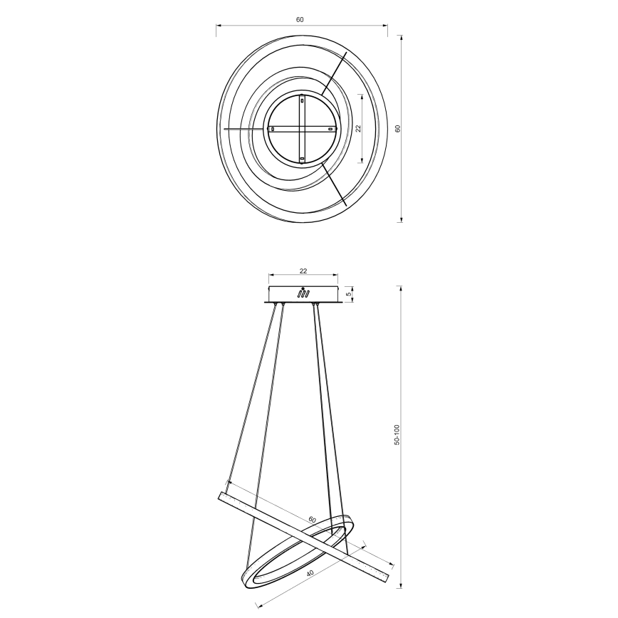 Suspension filaire LED GALAXIA LED/46W/230V doré