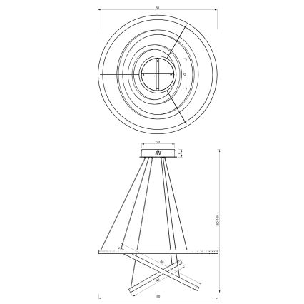 Suspension filaire LED GALAXIA LED/85W/230V doré