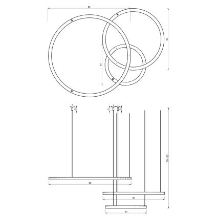 Suspension filaire LED GALAXIA LED/85W/230V doré