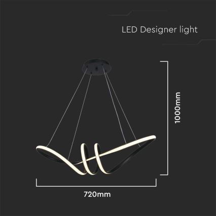 Suspension filaire LED LED/24W/230V 3000K noir