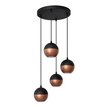Suspension filaire LED MIDWAY 4xGU10/4,8W/230V noir/cuivre