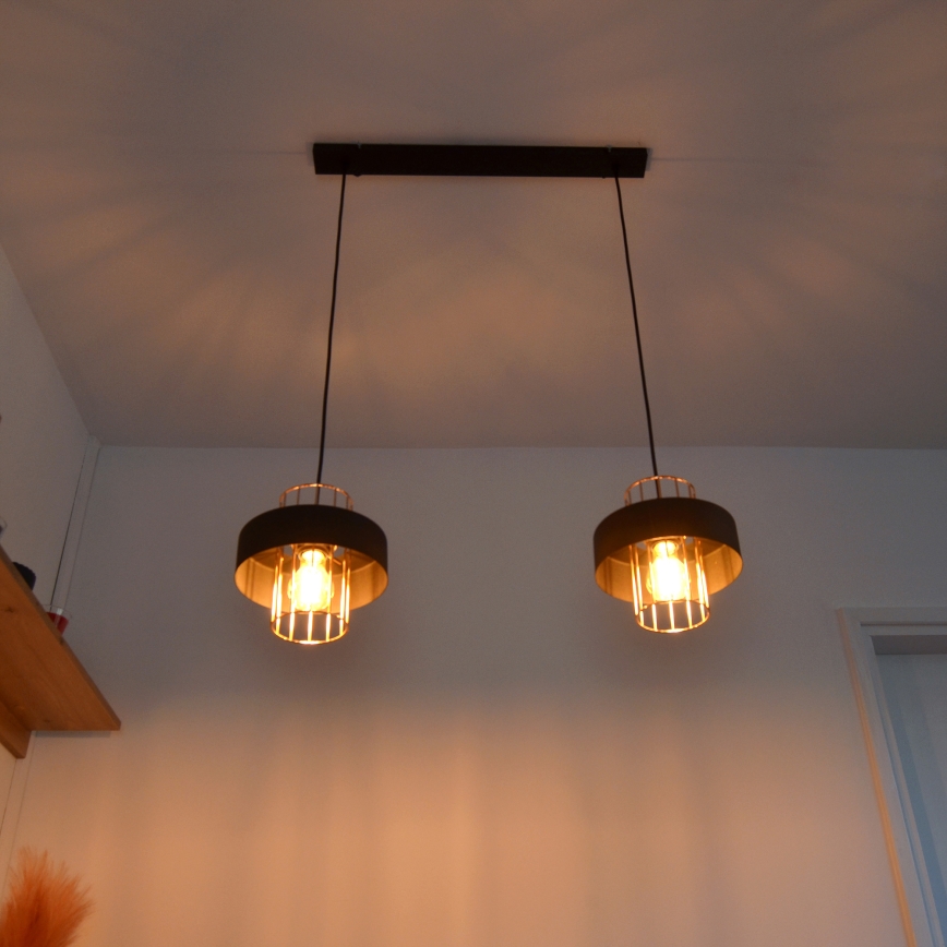 Suspension filaire LED VOLTA 2xE27/15W/230V noir/doré