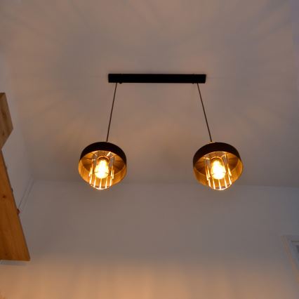 Suspension filaire LED VOLTA 2xE27/15W/230V noir/doré