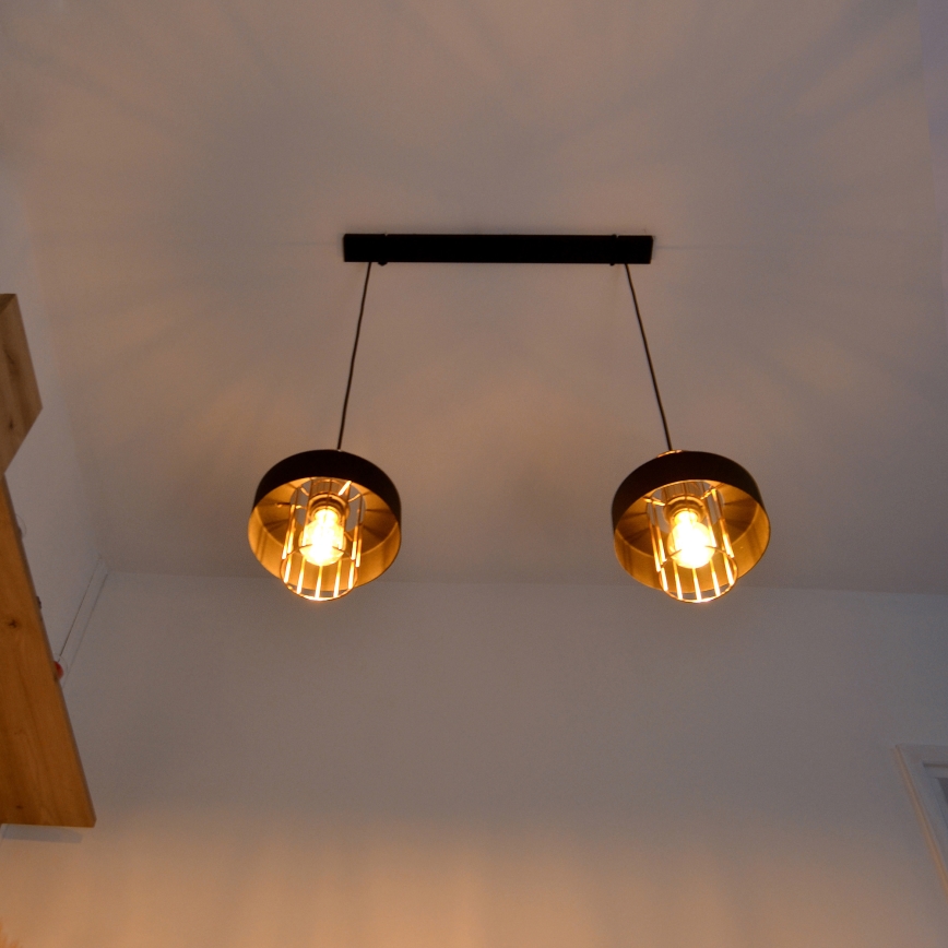 Suspension filaire LED VOLTA 2xE27/15W/230V noir/doré