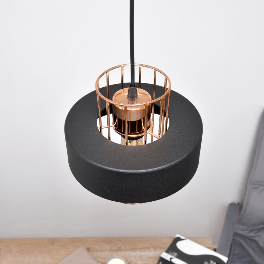 Suspension filaire LED VOLTA 2xE27/15W/230V noir/doré