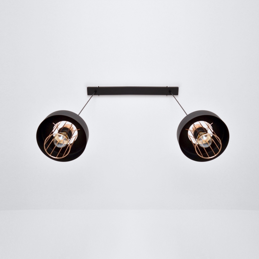 Suspension filaire LED VOLTA 2xE27/15W/230V noir/doré