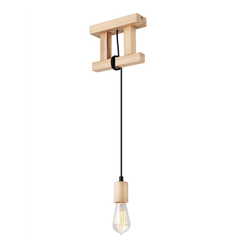 Suspension filaire LEON 1xE27/60W/230V hêtre - certifié FSC