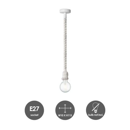 Suspension filaire LEONARDO ROPE 1xE27/10W/230V blanc