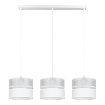 Suspension filaire LIMA 3xE27/60W/230V argent/blanc