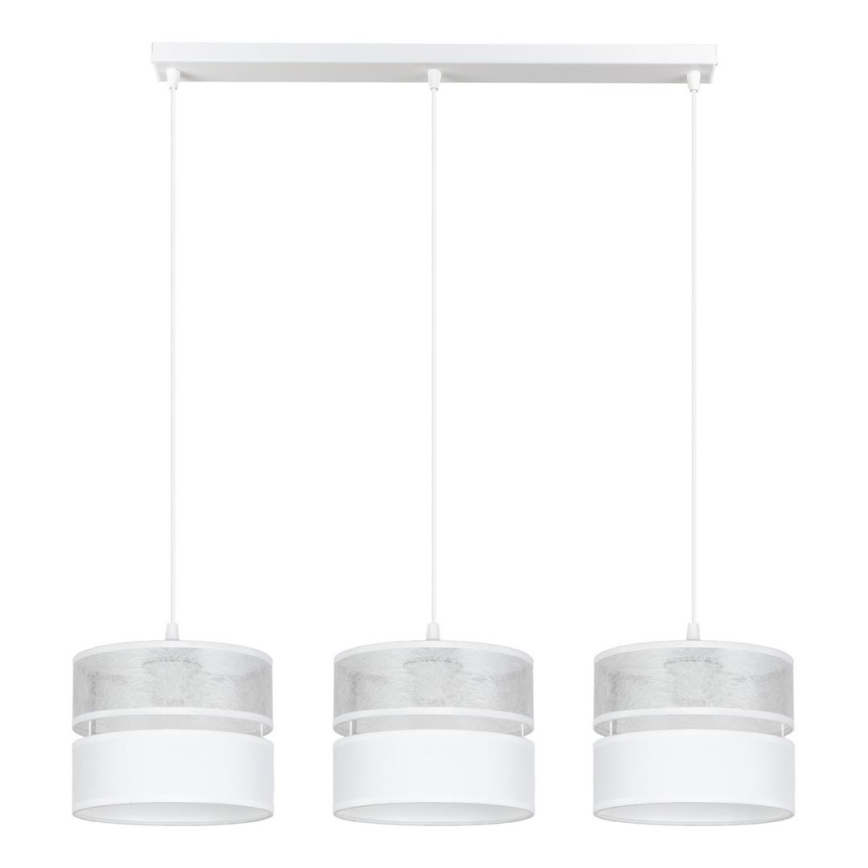 Suspension filaire LIMA 3xE27/60W/230V argent/blanc