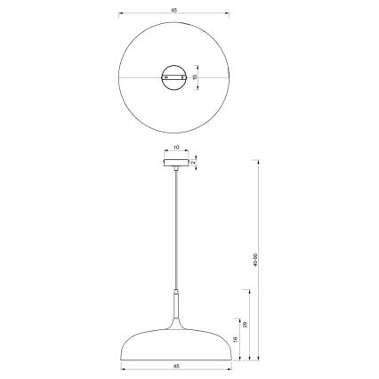 Suspension filaire LINCOLN 1xE27/60W/230V d. 45 cm bleu