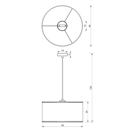 Suspension filaire LOFT SHADE 1xE27/60W/230V d. 40 cm blanc/doré