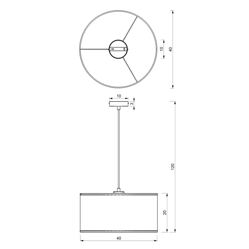 Suspension filaire LOFT SHADE 1xE27/60W/230V d. 40 cm blanc/doré