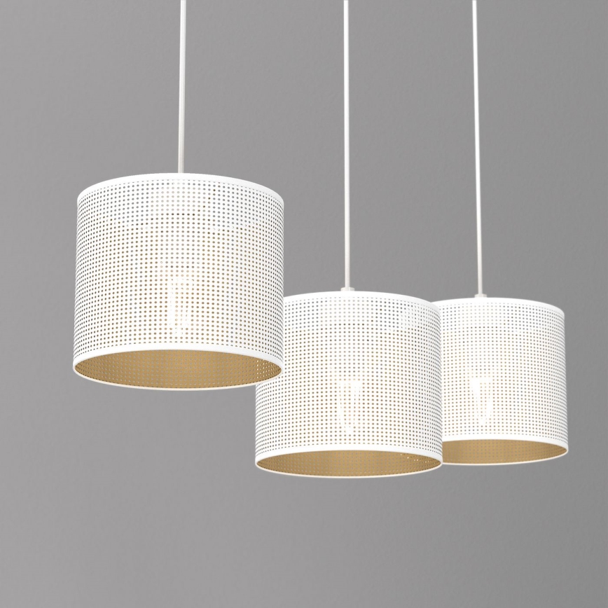Suspension filaire LOFT SHADE 3xE27/60W/230V blanc/doré