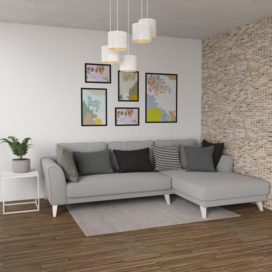 Suspension filaire LOFT SHADE 5xE27/60W/230V blanc/doré